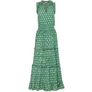 Anna Cate Tuckernuck Marisa Green Diamond Tiered Smocked Ruffle Maxi Dress Med